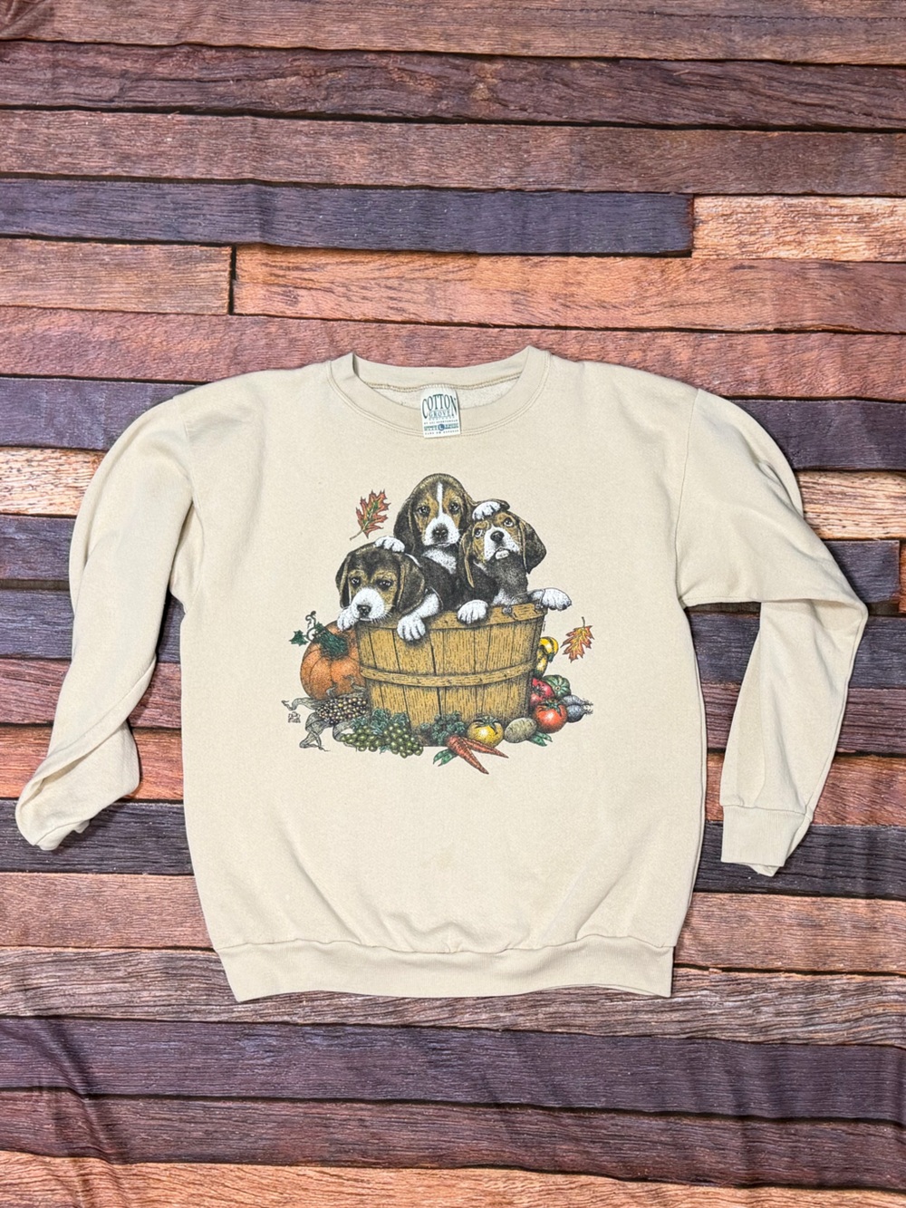 Vintage Dog Animal Print Pullover Jumper Fall 1990s Crewneck Women's Sweatshirt
